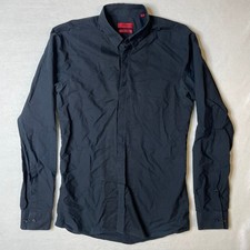 Camisa social masculina HUGO BOSS slim fit preta manga longa botão para baixo pequena comprar usado  Enviando para Brazil