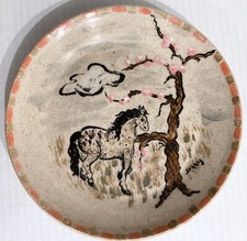 Prato de cavalo pintado à mão arte prato pônei floral árvore nuvem natureza primitiva animal comprar usado  Enviando para Brazil