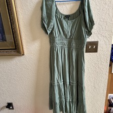 Vestido maxi feminino Max + Ash verde oliva plus size 2X mangas folhadas pullon comprar usado  Enviando para Brazil