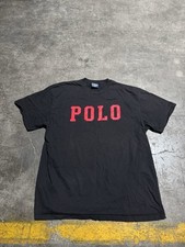 Camiseta polo esportiva masculina vintage anos 90 Ralph Lauren preta vermelha 2XL, usado comprar usado  Enviando para Brazil