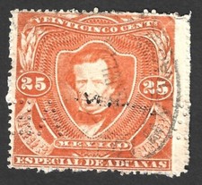 México 1892 selo de receita personalizado 25c laranja sobreimpresso e perfino VERA CRUZ comprar usado  Enviando para Brazil
