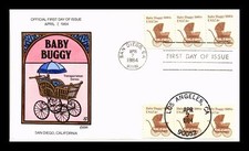Capa dos EUA BEBÊ BUGGY TRANSPORTE SÉRIE FDC DUPLO CANCELAMENTO COLLINS PINTADO À MÃO comprar usado  Enviando para Brazil