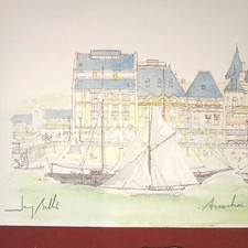 Arcachon gravure aquarellée d'occasion  Chancelade