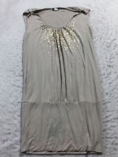 Vestido Camisa Venus Feminino L Verde Dourado Estampa Gota de Chuva Decote Redondo Sem Mangas, usado comprar usado  Enviando para Brazil