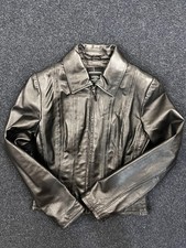 Jaqueta Moda Internacional Feminina Pequena Couro Genuíno Zíper Frontal Ajustado Moto, usado comprar usado  Enviando para Brazil