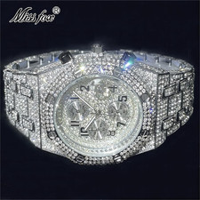 Relógio masculino luxuoso cronógrafo hip hop King Bling Ice Out prata gelada diamante Cz comprar usado  Enviando para Brazil