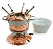 NOVO CONJUNTO DE FONDUE SWISSMAR LAUSANNE 11 PEÇAS COBRE Vintage Chocolate Queijo Mergulho  comprar usado  Enviando para Brazil