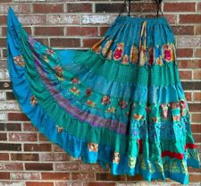 Saia longa boho hippie fada cigana patchwork tribal em camadas dança do ventre tamanho único comprar usado  Enviando para Brazil