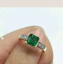 Anel de casamento princesa natural esmeralda e diamante 2,20 quilates acabamento em ouro amarelo 14k 8 comprar usado  Enviando para Brazil