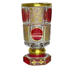 Copa copa dorada esmaltada cristal bohemio rojo vintage segunda mano  Embacar hacia Argentina