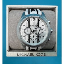 NOVO Relógio Unissex Michael Kors Layton Branco Estojo de Alumínio Silicone Chrono MK6809 comprar usado  Enviando para Brazil