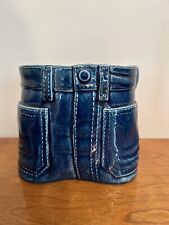 Vaso de cerâmica vintage DENIM novidade plantador azul jeans texturizado grande , usado comprar usado  Enviando para Brazil