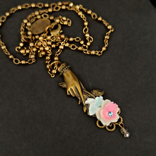 Colar Michal Negrin delicado esculpido à mão rosa com caixa de presente de cristal Swarovski, usado comprar usado  Enviando para Brazil
