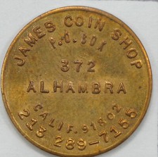 1976 James Coin Shop Alhambra CA moeda revendedor token publicitário comprar usado  Enviando para Brazil