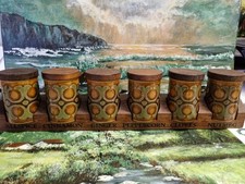 Antigo 1970 Hornsea England rack de especiarias marrom Bronte com 6 frascos ótimo estado, usado comprar usado  Enviando para Brazil