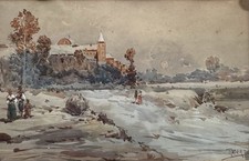 Acquerello paesaggio innevato usato  Roma