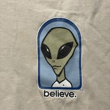 Camisa de oficina alienígena vintage anos 90 skate Believe skate XL skatista bege comprar usado  Enviando para Brazil