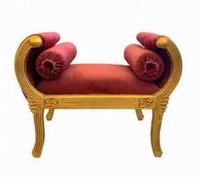 Usado, Banco pequeno vermelho estilo francês com detalhes dourados móveis barrocos rococó comprar usado  Enviando para Brazil