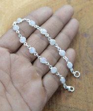 Pulseira ajustável branca arco-íris pedra da lua 925 prata esterlina sólida, usado comprar usado  Enviando para Brazil