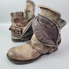 Botas de tornozelo AS.98 Boho motociclista italiana com zíper marrom tamanho 36 EUA 6 comprar usado  Enviando para Brazil