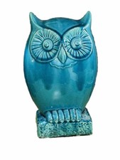 Porcelana/cerâmica 12” turquesa azul-petróleo feito à mão fogo vidro coruja decoração para casa comprar usado  Enviando para Brazil