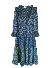 Vestido estampado bloco gaze algodão indiano estilo vintage anos 70 boho hippie étnico Ibiza tamanho pequeno comprar usado  Enviando para Brazil