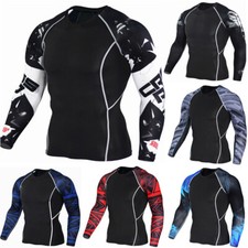 Camisas de treino masculinas de manga comprida secagem rápida proteção contra erupções cutâneas academia esportes camiseta to e comprar usado  Enviando para Brazil