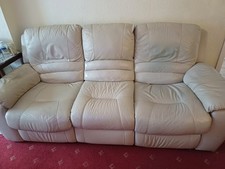 genuine leather reclining sofa for sale  SOUTHPORT