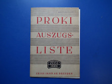 Proki auszugsliste zeiss gebraucht kaufen Proki auszugsliste zeiss gebraucht kaufen  Holzweißig
