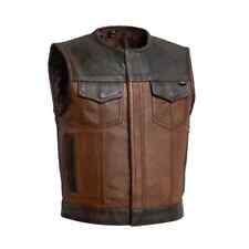Colete de couro masculino colete de couro colete de motociclista colete de couro masculino de madeira comprar usado  Enviando para Brazil