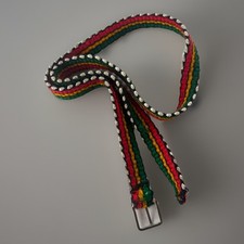 Cinto de malha jamaicano Rasta 44 pol. Roupa de rua verde ouro vermelho acabamento branco comprar usado  Enviando para Brazil