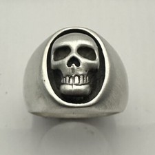 ANEL SUPERIOR OVAL CRÂNIO COMPLETO PRATA ESTERLINA MJG.   29 gramas. BIKER. GUITARRISTA comprar usado  Enviando para Brazil