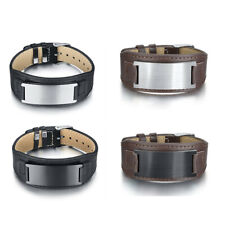 Masculino Grande Pulseira De Couro Genuíno Pulseira Pulseira Personalizada Com Gravação Grátis comprar usado  Enviando para Brazil