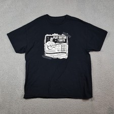 Usado, Camiseta preta vintage anos 90 guitarra desenho animado quadrinhos anúncio masculino tamanho XL banda de música rock comprar usado  Enviando para Brazil