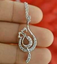 Lindo pingente feminino folheado a ouro branco 14k com diamante simulado corte redondo 2 quilates comprar usado  Enviando para Brazil