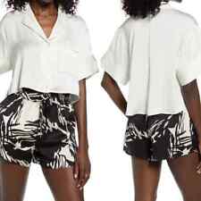 Blusa Nordstrom Cetim Crop Camp Camisa Branca Aberta Edição Tamanho XXS Top Brilhante NOVO, usado comprar usado  Enviando para Brazil
