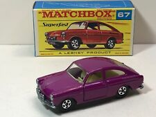 MATCHBOX LESNEY SUPERFAST SF 67 VOLKSWAGEN 1600TL ROXO com CAIXA DE SCRIPT PRETA, usado comprar usado  Enviando para Brazil