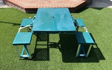 Antiga mesa de piquenique verde dobrável compacta portátil acampamento ao ar livre 4 lugares, usado comprar usado  Enviando para Brazil