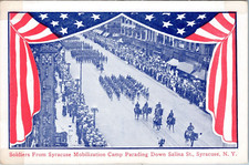 Cartão postal Soldiers Parade on Salina Street, Syracuse Nova York - Acampamento de mobilização comprar usado  Enviando para Brazil