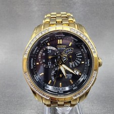Relógio Citizen Eco-Drive 8700 masculino 39 mm mostrador preto ouro calendário perpétuo diamante comprar usado  Enviando para Brazil