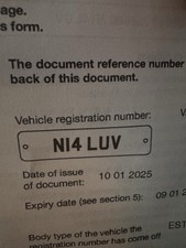 Private plate n14 for sale  BARNOLDSWICK
