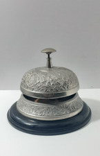 Vintage Banhado a Prata Latão Floral Serviço de Recepção em Relevo Call Desk Bell comprar usado  Enviando para Brazil