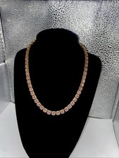 Colar de tênis quadrado vintage folheado a ouro 14k gargantilha diamantes rosa laboratório comprar usado  Enviando para Brazil