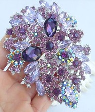 Tiara de pente de cabelo folha flor cristal strass roxo luxo 03905C2, usado comprar usado  Enviando para Brazil