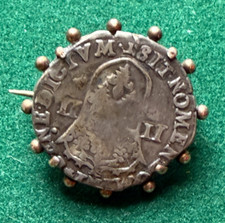 Broche antigo King Henry IV Bourbon França prata 1/2 ecu 1596 montado em ouro comprar usado  Enviando para Brazil