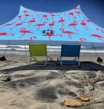 Tenda de praia Neso Grande 9x9 pés — padrão flamingo azul, inclui 4 postes! comprar usado  Enviando para Brazil