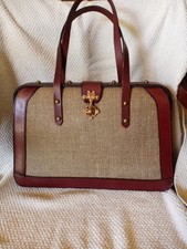 Bolsa satchel vintage Burlington couro vermelho tweed doutor bronze anos 1960-70 comprar usado  Enviando para Brazil
