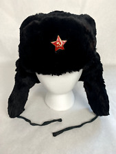 Ushanka Negro Auténtico Militar Ruso Sombrero Oreja Aleta Pin Talla 53 EE. UU. 6-5/8 Adulto segunda mano  Embacar hacia Mexico