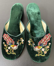 Chinelo Vintage House Wedges Veludo Verde Frisado Pavão Tamanho 6 comprar usado  Enviando para Brazil