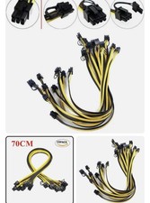 Cabo PCI-E 20 QTD 20" qualidade 6 pinos a 8 pinos (6+2 pinos) 18 AWG mineração amarelo e preto comprar usado  Enviando para Brazil